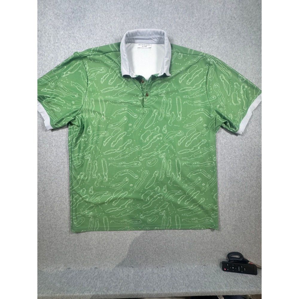 Smith & Quinn Mens XXL Green Golf Course Map Print Performance Polo Shirt